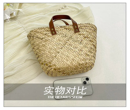 Wicker Woven Basket Bags for Women Handbag Summer Straw Rattan Bag Vacation Travel Beach Bag Handmade Bucket Bags Shopper Tote
