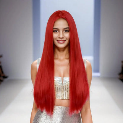 I's a wig Synthetic Blonde Wigs Long Straight Wigs with Bangs for White Black Women Red Pink Black Brown Daily Use Cosplay Wigs