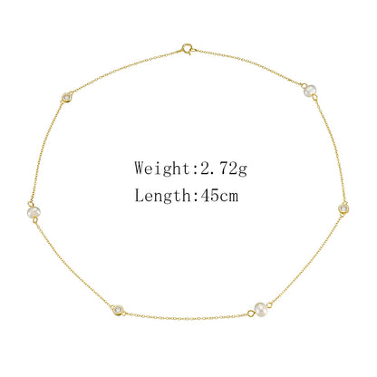 fashion jewelry 925 sterling silver necklaces natural freshwater pearl round zircon gold plated necklaces for women