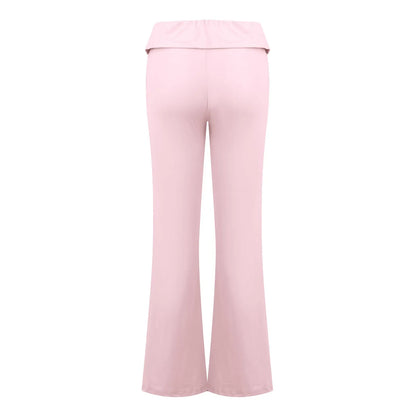 Long Pants Women Fashion Trousers Solid Elastic Leggings Flare Bottoms High Waist Wide Leg Athletic Yoga Bell Pants Summer