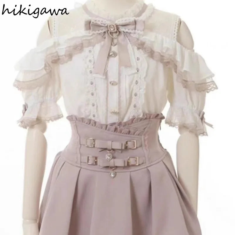 Japanese Skirts for Women High Waist A-line Ruffles Jupe Fashion Summer Saia 2025 Faldas Mujer De Moda Sweet Y2k Mini Skirt