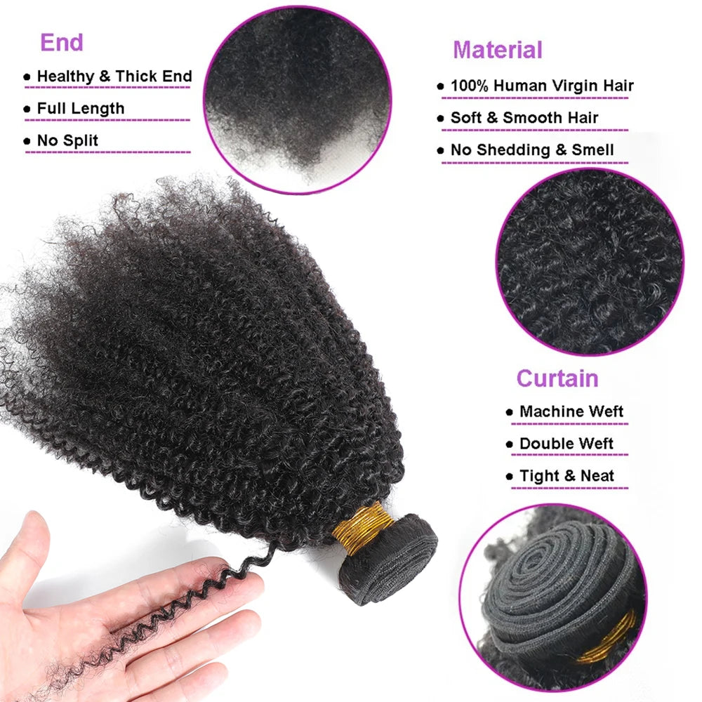 Brazilian Afro Kinky Curly Human Hair Bundles 4b 4c Afro kinky Bulk Human Hair Weave Bundle Deal Hair Extensions Wholesale