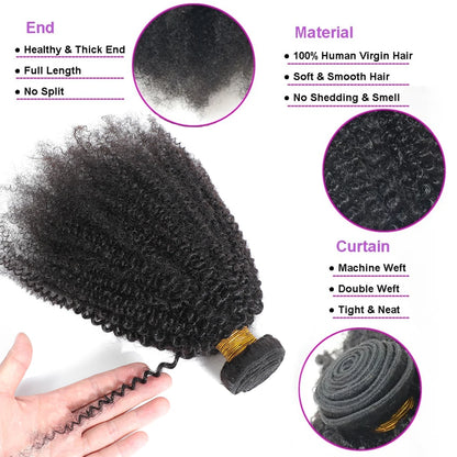 Brazilian Afro Kinky Curly Human Hair Bundles 4b 4c Afro kinky Bulk Human Hair Weave Bundle Deal Hair Extensions Wholesale