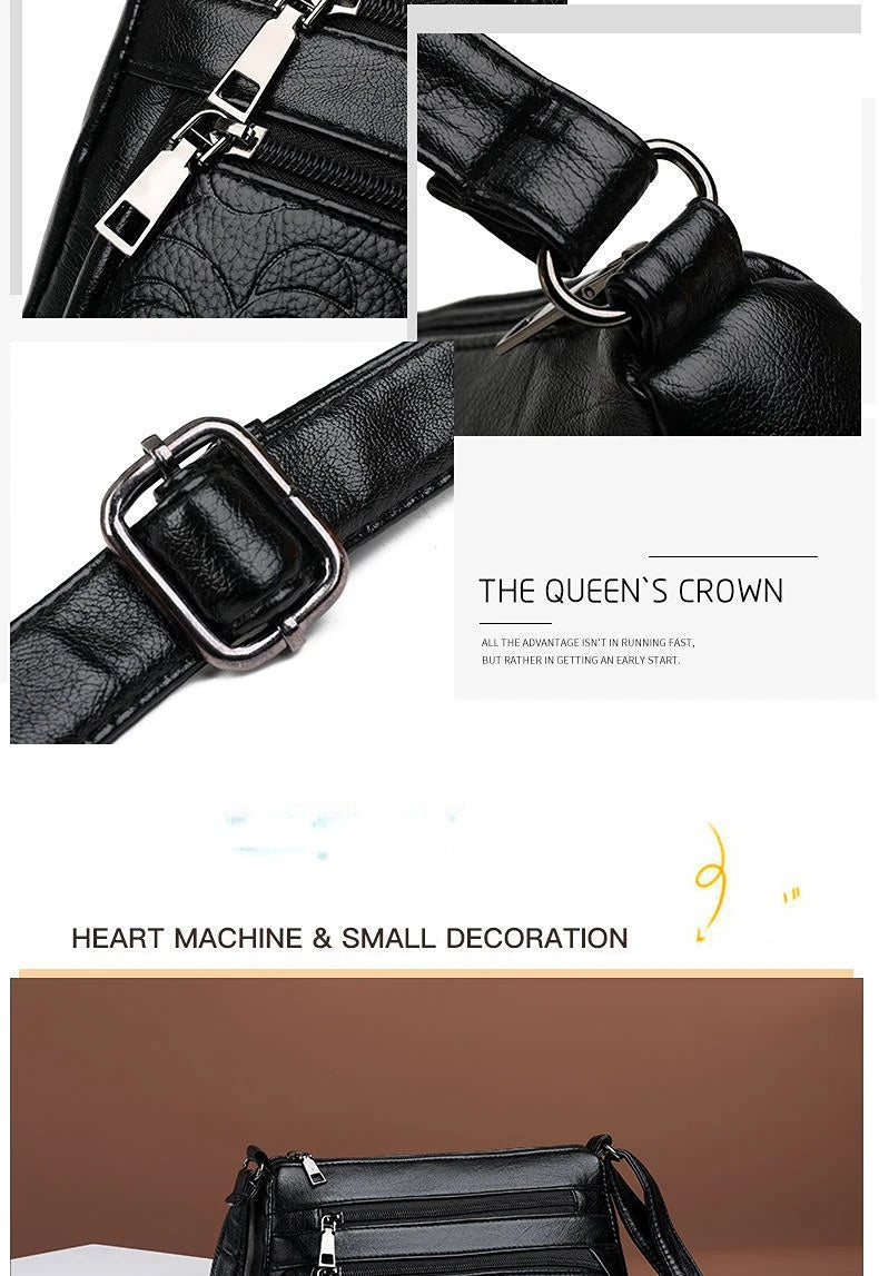 Women Mother Bag Middle-aged Elderly Shoulder Messenger Crossbody Bag Purses Handbags Bolsa 3 Zippers Luxury Design