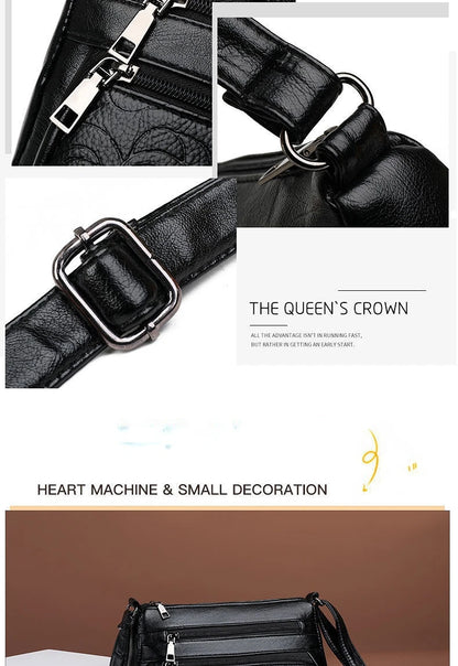 Women Mother Bag Middle-aged Elderly Shoulder Messenger Crossbody Bag Purses Handbags Bolsa 3 Zippers Luxury Design