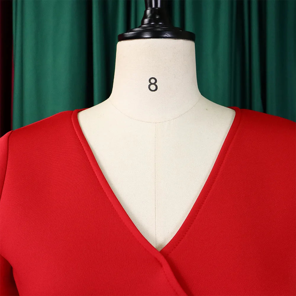 Dress Women Sexy Dresses White Round Neck Flare Sleeve Party Sheath Pleated High Waist Work Elegant Bodycon Mid Length Vestidos