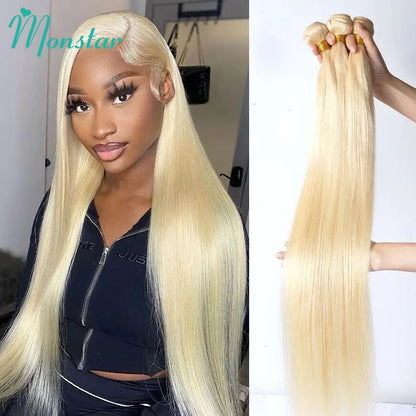 613 Blonde Colored Straight Human Hair Bundles 1 Pcs Double Drawn Raw Vietnamese Hair Bundles Weave Weft 22 24 26 28 30 32 Inch