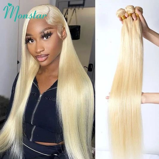 613 Blonde Colored Straight Human Hair Bundles 1 Pcs Double Drawn Raw Vietnamese Hair Bundles Weave Weft 22 24 26 28 30 32 Inch