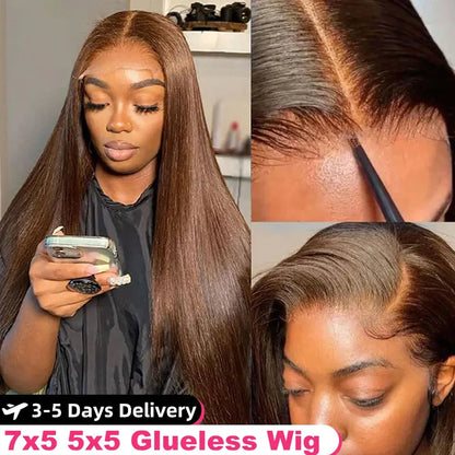 Wear And Go Glueless Wig Human Hair 7x5 5x5 HD Lace Closure Wigs Straight Body Wave Human Hair Wigs Lace Front Ready To Go