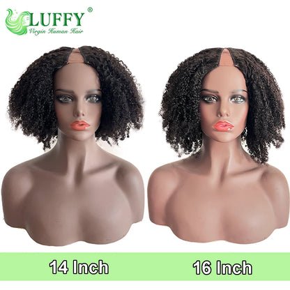 Afro Kinky Curly Human Hair Wigs 1x4 U V Part Wig Kinky Curly No Leave Out Brazilian Human Hair Wig For Black Women 200% Density