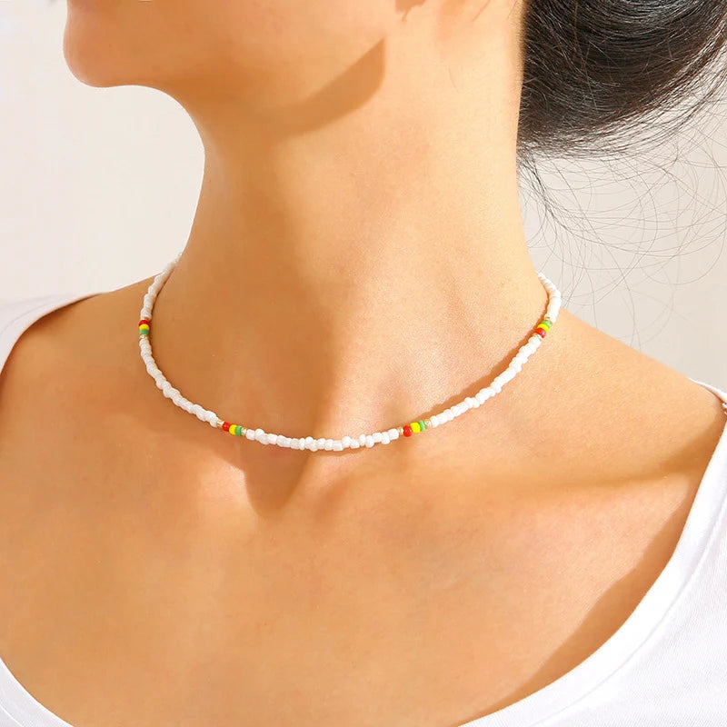 Bohemian Handmade Colorful Beads Chain Fashion Necklaces Tassels Pearl Pendant Jewelry For Women Accessories N0368