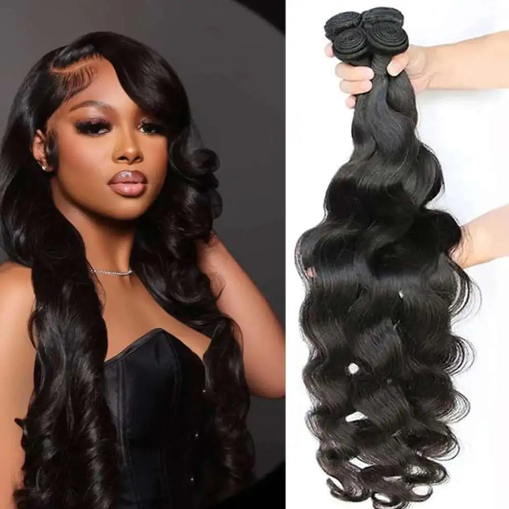 Human Hair Bundles Weave Brazilian Hair Bundles Loose Body Wave 3/4 Bundles Weft Virgin Raw Remy Hair Extensions For Women 28"