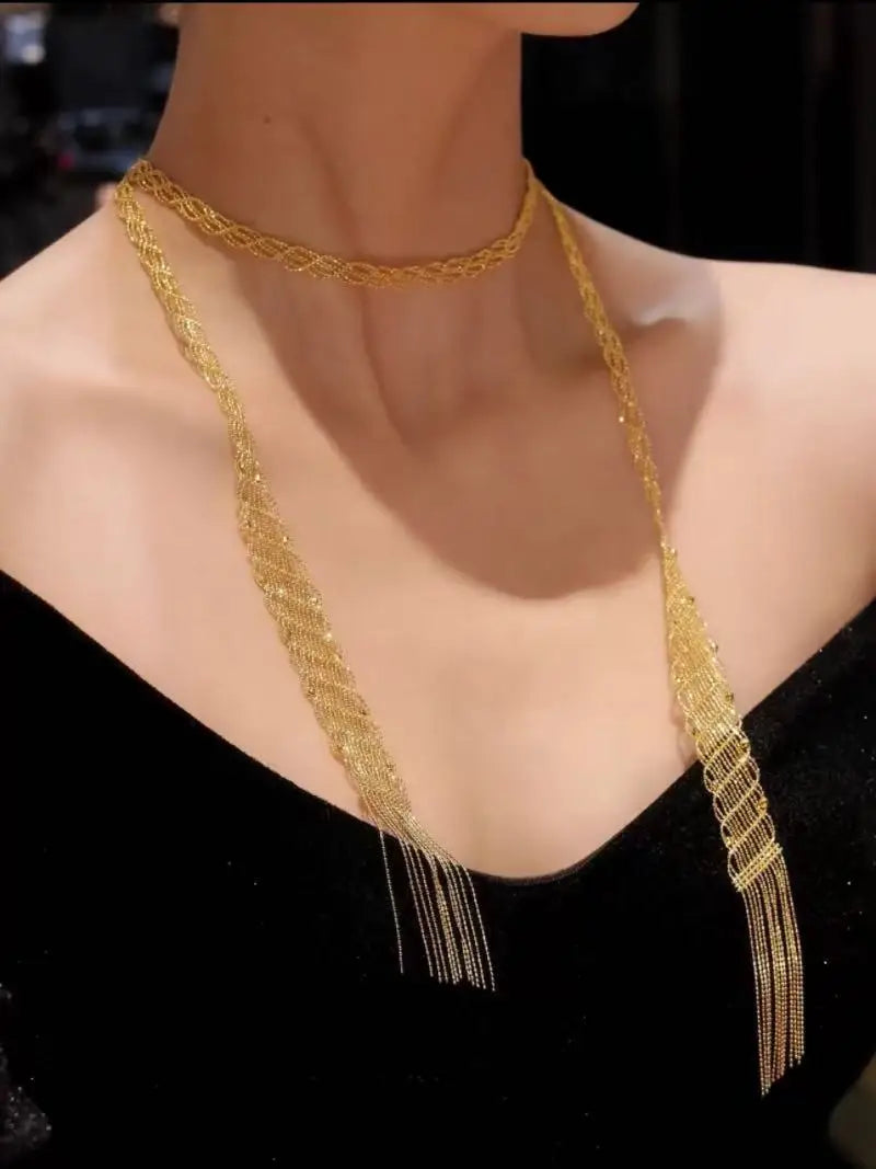 Unique Original Design Women's necklaces Sterling Silver Tiny Beads Ribbon Necklace wome 	 present new year's accessories