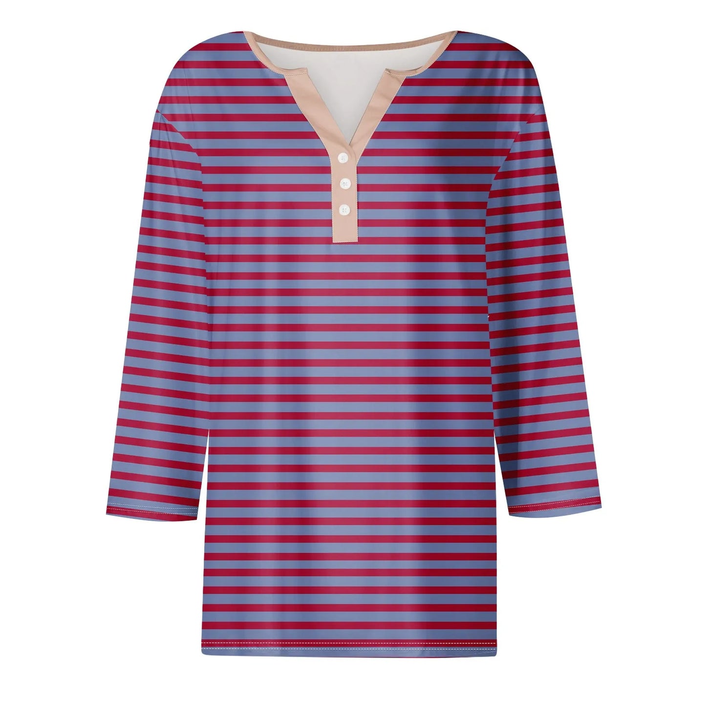 Tops For Women Women'S T Shirt Tee Print Button 3/4 Sleeve Daily Weekend Fashion Basic V Neck Regular Top Ropa De Mujer New