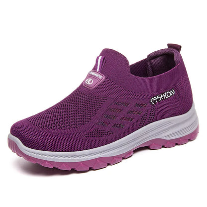 Women's Flat Shoes Slip on Casual Shoes New Luxury Platform Loafers Knitted Breathable Sneakers Soft Sole Lightweight Mom Shoes