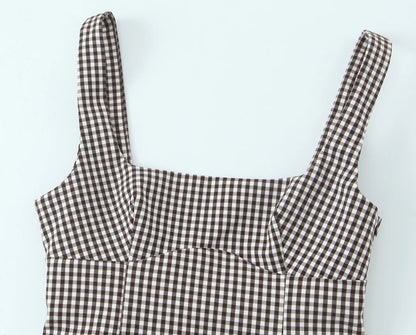 Tops For Women Bow Embellished Small Plaid Top 2025 Summer Camisole Sleeveless Top Woman Tops Women's Tank Top