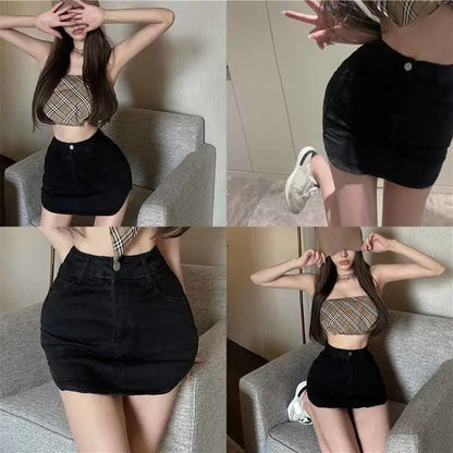 Summer Sexy Mini Demin Jeans Skirts Women 2024 Korean Fashion High Waist A Line Black Skirt Harajuku Slim Shorts Mujer Faldas