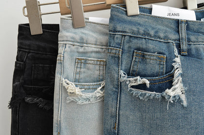 Mini skirts for women high waisted denim skirt black distressed jeans skirts womens 2024 Summer clothes blue jean skirts ripped