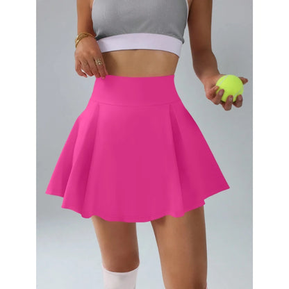 Women's Skirts Simple Fresh Style Tennis Sports Pleated Skirt Built-in Safety Pants Vibrant and Playful Solid Colour Waist  Skir