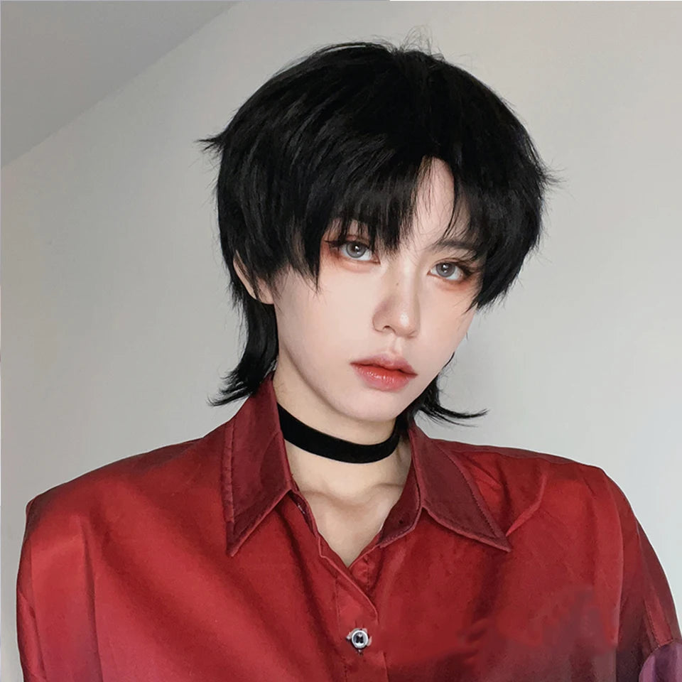 AOSIWIG  Short Curly Cosplay Men Boy Party Light Yellow Synthetic Heat Resistant Hair Wigs Men's Breathable Wig