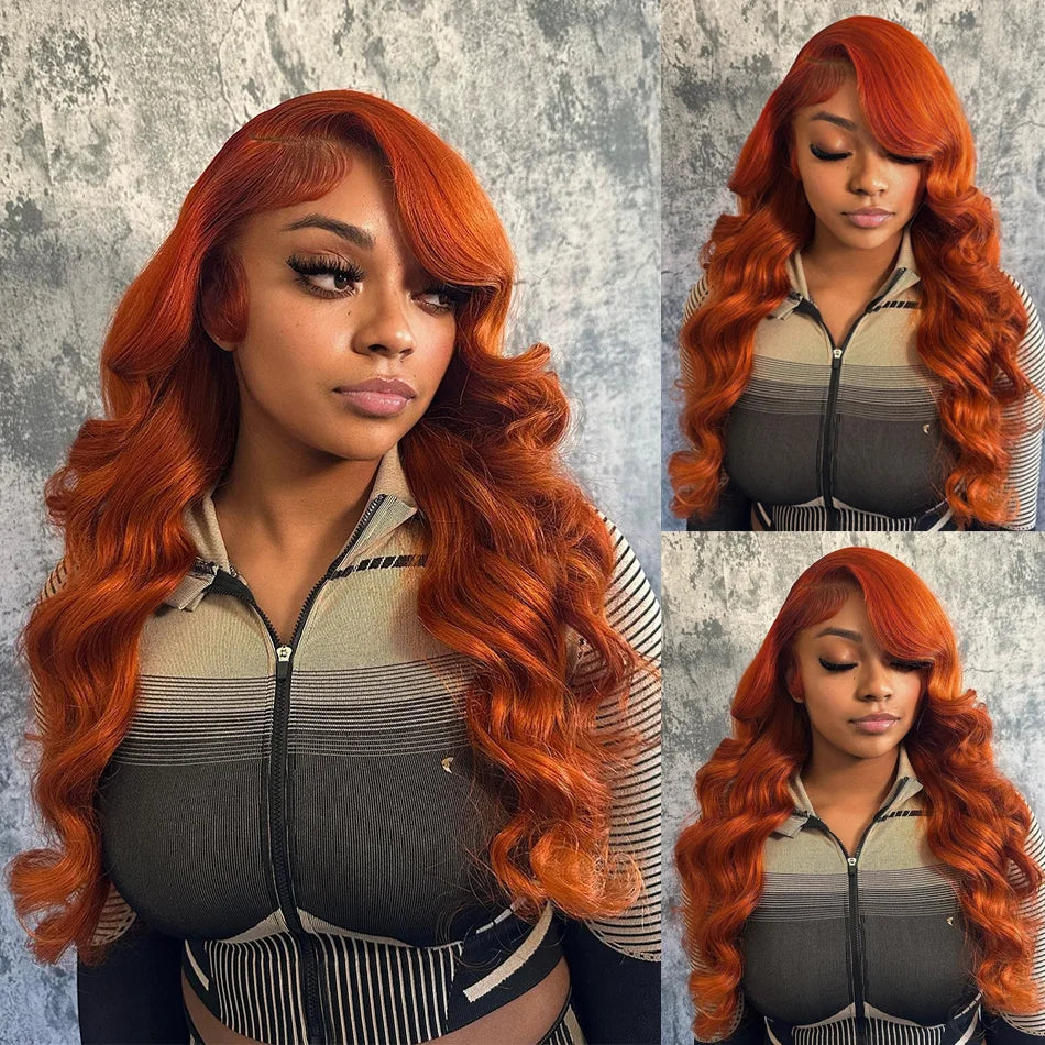 30 36 Inch Ginger Body Wave Human Hair Colored Wigs 100% 13X6 Hd Lace Frontal Wig 13X4 Preplucked Lace Front Wigs For Women