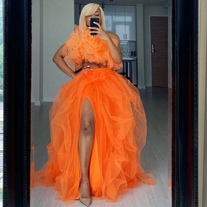 Women Skirts Vintage Spring Summers Pleated Party Long Skirt Black Adult Tutu Dancing Fahion Female Skirts Faldas Mujer Tulle