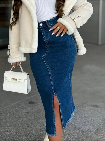Denim Skirt Woman Streetwear Long Slim Skirts For Women Asymmetric High Quality Skirt Woman 2024 Trend High Waist Long Skirts