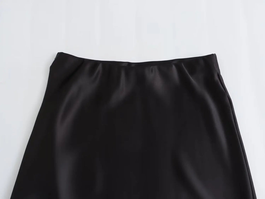 Satin Skirt Woman High Waist Elegant Long Skirts For Women Fashion Summer Midi Skirt Office Women's Skirts