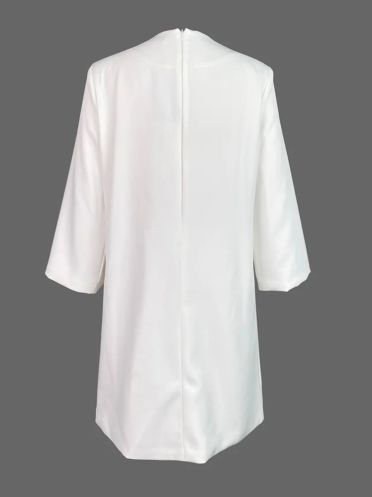 Womens Dresses Evening Dresses Fashion Casual Long Sleeves Loose Sequined Solid Color Elegant Round-neck Mini Dresses