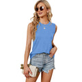 2024 New Summer Women's Tops Female Y2K Loose Knit Sleeveless Round Neck Shirt Women's Elastic Vest Pure Color Soft Vest