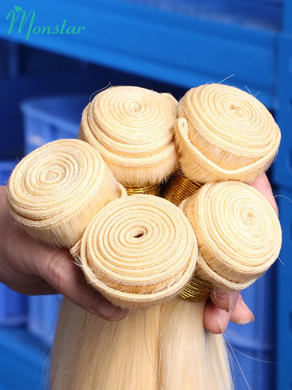 613 Blonde Colored Straight Human Hair Bundles 1 Pcs Double Drawn Raw Vietnamese Hair Bundles Weave Weft 22 24 26 28 30 32 Inch