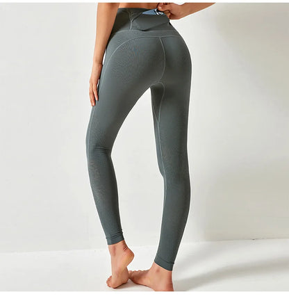 Women High Waist Yoga Pants Leggings with Back Pocket Running Cycling Breathable Sports Leggings Fitness Workout Gym Clothing