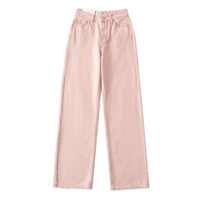 Blue Jeans Women High Waist 2025 Loose Casual Boyfriend Long Jeans For Work Ladies Simple Straight Leg Denim Pants For Women