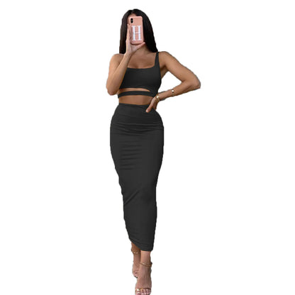 Women Dress Elegant Long Dresses Party Night Dress Women Dresses Woman Female Clothing Sexy Pleated Hollowout Two-piece Dress