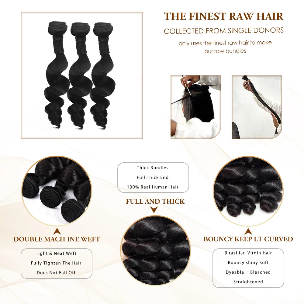 30 Inch Loose Wave Bundles 100% Human Hair Natural Black 14-32 Remy Hair Extensions Raw Hair Bundles For Women 10A Thick Bundles