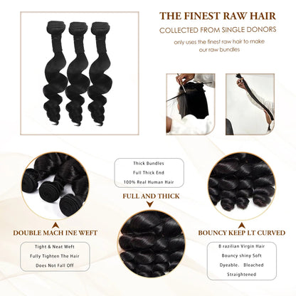 30 Inch Loose Wave Bundles 100% Human Hair Natural Black 14-32 Remy Hair Extensions Raw Hair Bundles For Women 10A Thick Bundles