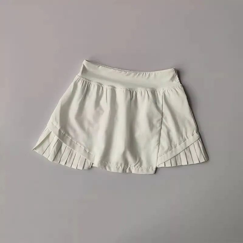 High Waisted Sports Short Skirt Summer New Style Cool Anti Glare Including Lined Shorts Fitness Yoga Quick Drying Pleated Skirt