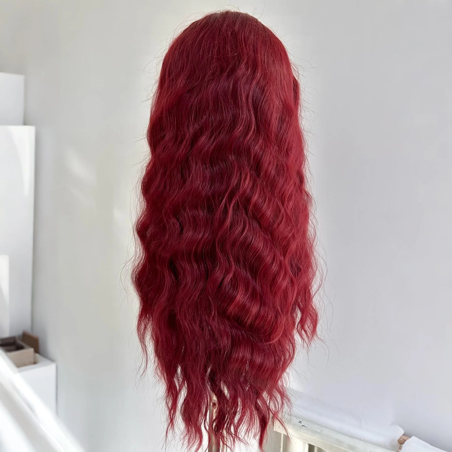 Long Wine Dark Red Wavy for Women Synthetic Free Part Loose Curly Burgundy Heat Resistant Fiber Wigs for Daily Party Cosplay