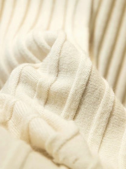 Knitted Skirts Women Autumn Thick Pleated Long Skirt Vintage High Waist Ribbed Female Solid Skirts Casual Streetwear 2025