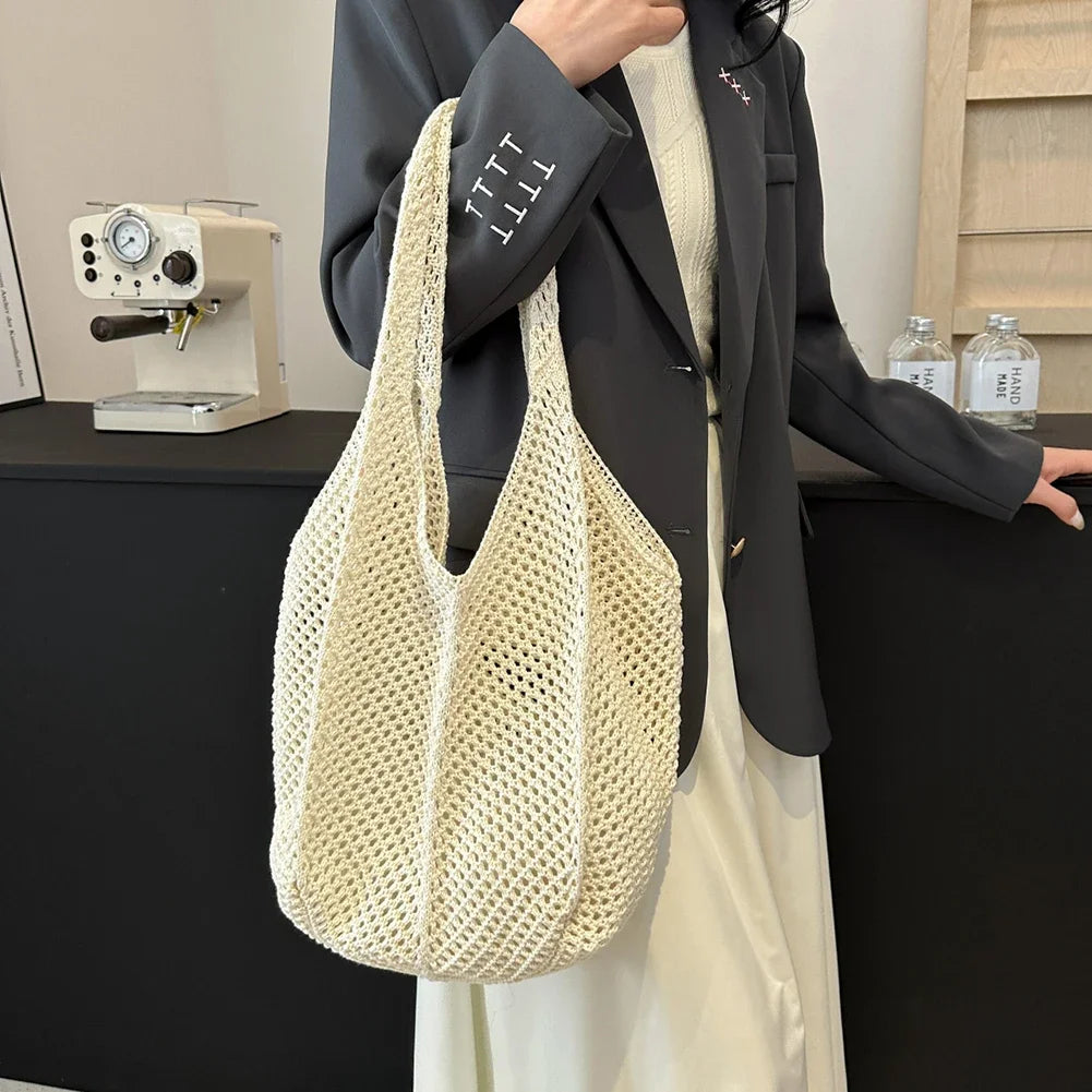 Women's Shoulder Bags Casual Straw Wicker Woven Ladies Handmade Totes Large Capacity Summer Beach Female's Messenger Bag