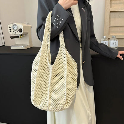Women's Shoulder Bags Casual Straw Wicker Woven Ladies Handmade Totes Large Capacity Summer Beach Female's Messenger Bag