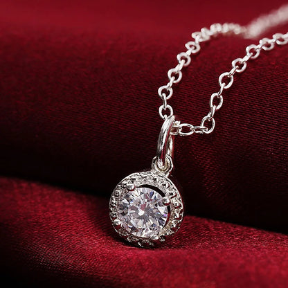 925 Sterling Silver Round Crystal Necklaces For Women Luxury Quality Jewelry Accesories Money 925  Everything