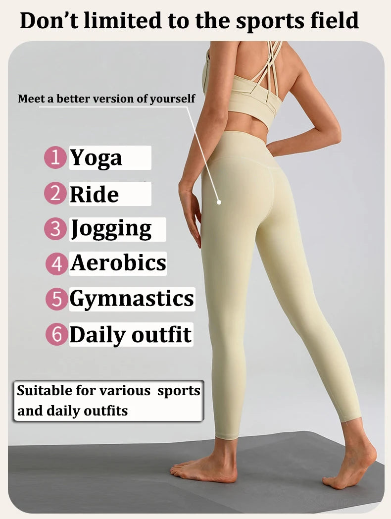 Women's Yoga Pants Gym Leggings Lady's Girl Fitness Soft touch Tights High Waist Elastic Breathable No T Line Sports Pants