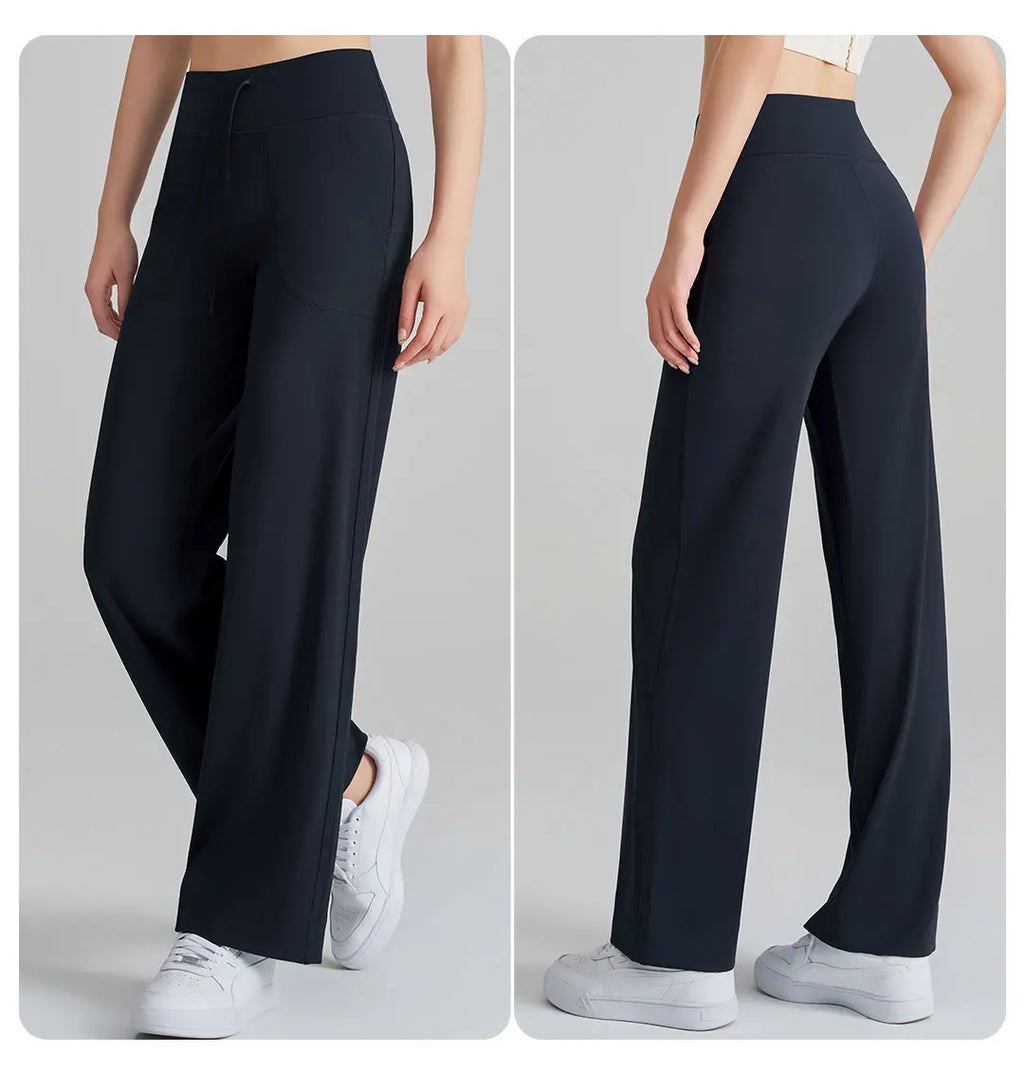 Women's High Waist Stretch Yoga Pants Quick Dry Breathable Loose Running Pants Gym Outdoor Training Pants