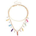 Women's pendant necklace natural geometric fashion imitation pearl jewelry color shell clavicle chain