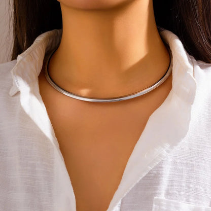 Elegant Simple Chunky Circle Necklace for Women Trendy Choker Collar 2024 Fashion Jewelry on The Neck Accessories Female