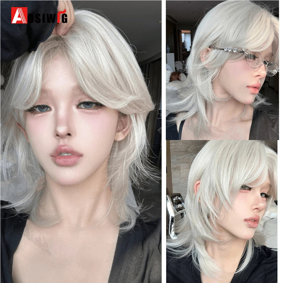 AOSIWIG  Short Curly Cosplay Men Boy Party Light Yellow Synthetic Heat Resistant Hair Wigs Men's Breathable Wig