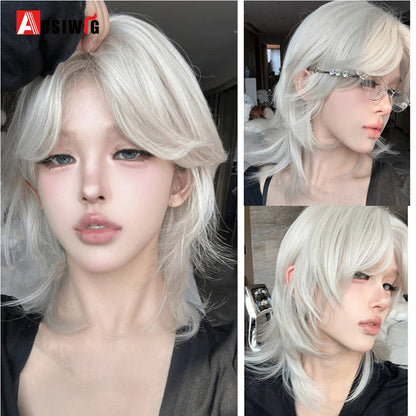 AOSIWIG  Short Curly Cosplay Men Boy Party Light Yellow Synthetic Heat Resistant Hair Wigs Men's Breathable Wig
