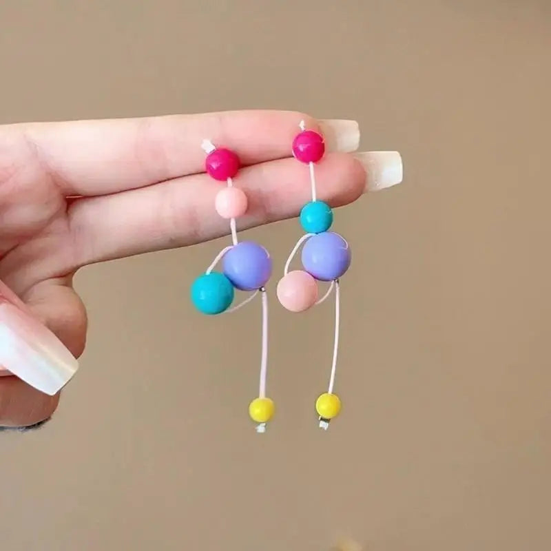 Long Colorful Earrings with Beads Colorful Beaded Earrings Eye Catching Earwear