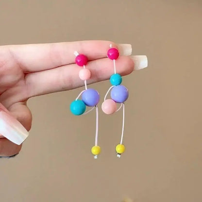 Long Colorful Earrings with Beads Colorful Beaded Earrings Eye Catching Earwear